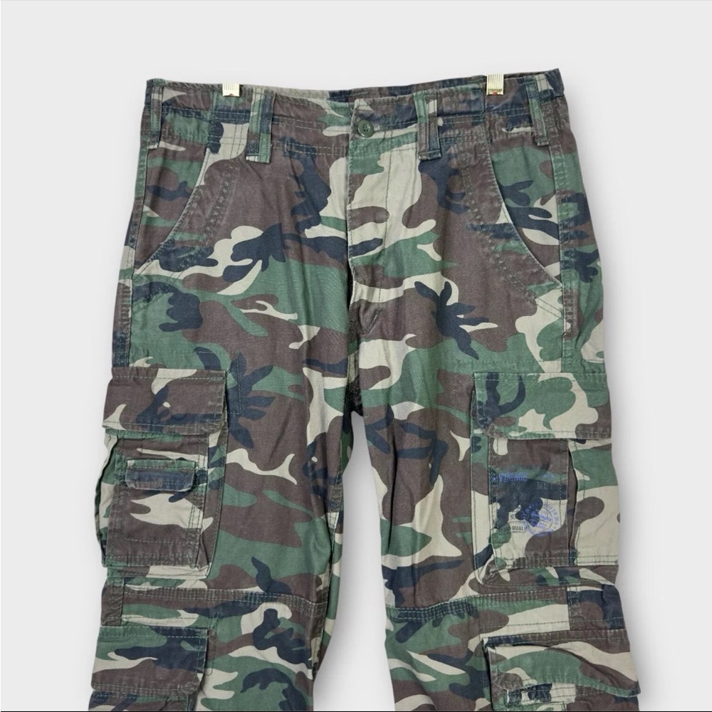 Brandit Individual Wear Camo Cargo Pants Mens M 32x30 Green Woodland drawstring - Picture 3 of 16